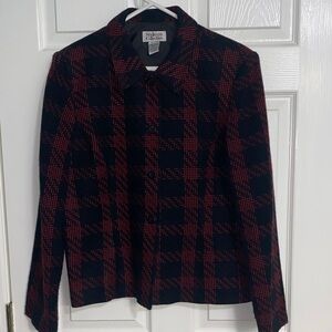 Style & Co. Red and Black Plaid Blazer Size 12
